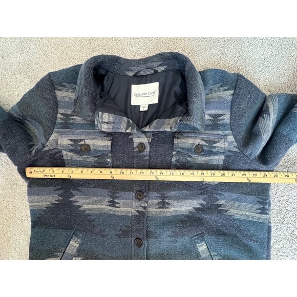 Coldwater Creek Womens Aztec Print Sierra Madras Jacket Size XL Blue Wool Blend - Picture 5 of 16